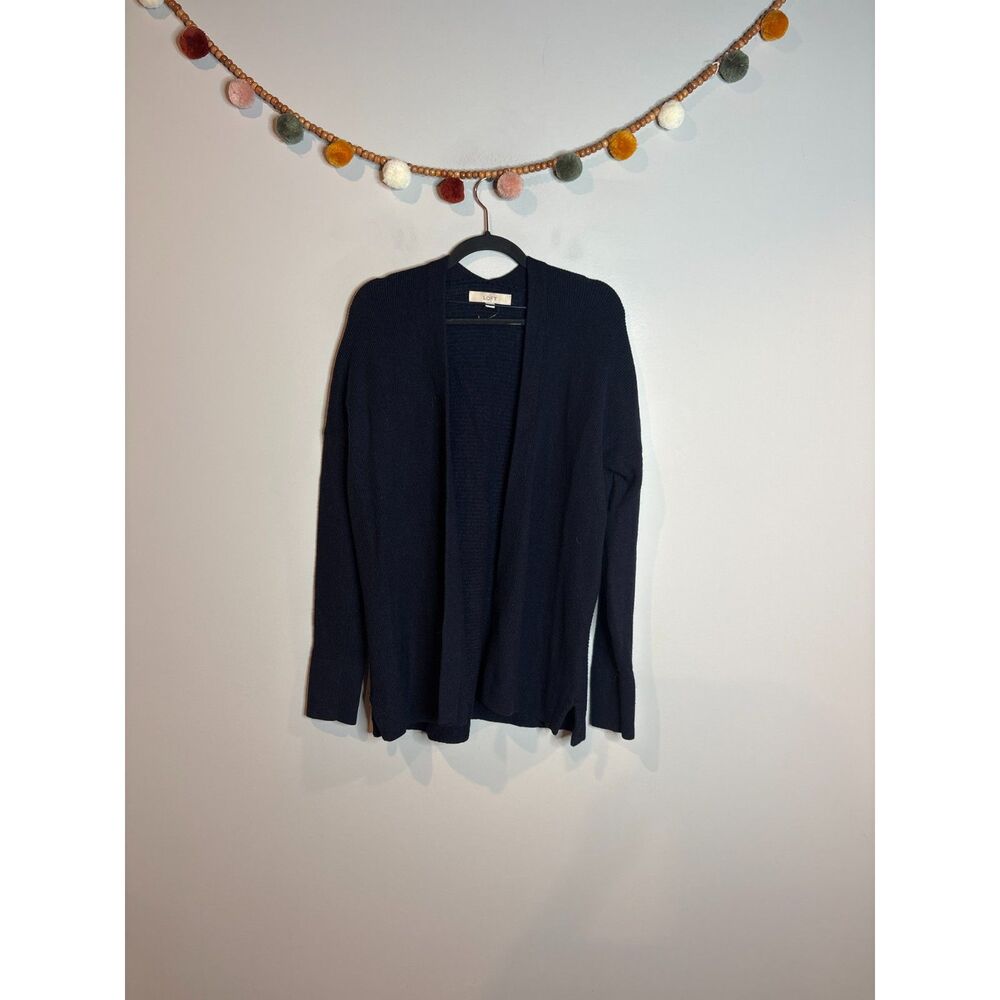 🔆 Loft navy blue textured open cardigan sweater